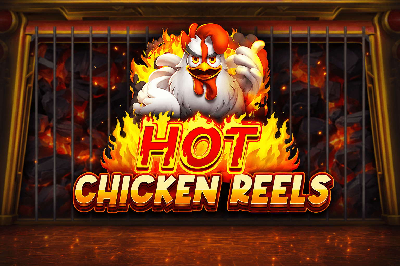 A fiery cartoon chicken giving a thumbs up with flames behind it and the bold text "HOT CHICKEN REELS" in front of a grill background.
